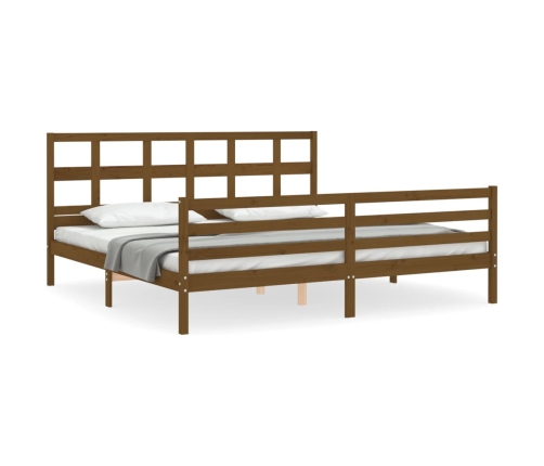 Estructura cama y cabecero madera maciza marrón miel 200x200 cm