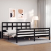 Estructura de cama con cabecero madera maciza negro 200x200 cm