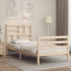 Estructura de cama individual con cabecero madera maciza