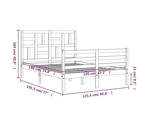 Estructura de cama de matrimonio con cabecero madera maciza