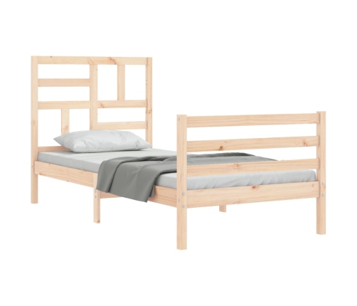 Estructura de cama con cabecero madera maciza 90x200 cm