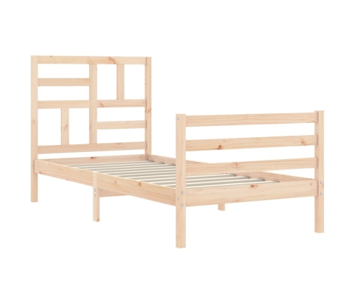 Estructura de cama con cabecero madera maciza 90x200 cm