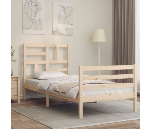 Estructura de cama con cabecero madera maciza 90x200 cm