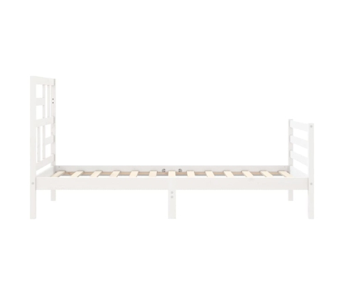 Estructura de cama con cabecero madera maciza blanco 90x200 cm