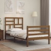 Estructura cama con cabecero madera maciza marrón miel 90x200cm