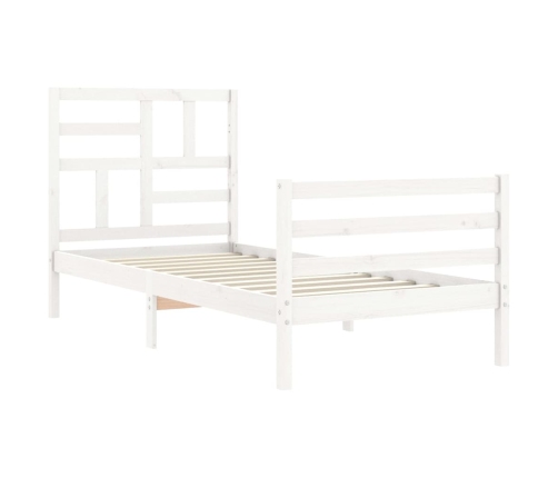 vidaXL Estructura de cama con cabecero madera maciza blanco 100x200 cm