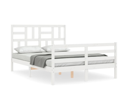 Estructura de cama con cabecero madera maciza blanco 120x200 cm