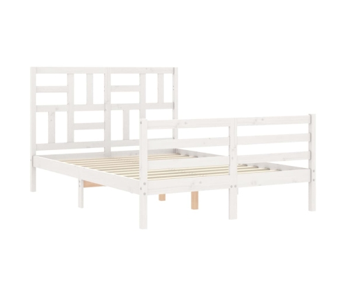 Estructura de cama con cabecero madera maciza blanco 120x200 cm