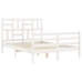 Estructura de cama con cabecero madera maciza blanco 120x200 cm
