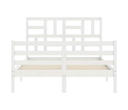 Estructura de cama con cabecero madera maciza blanco 120x200 cm