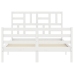 Estructura de cama con cabecero madera maciza blanco 120x200 cm