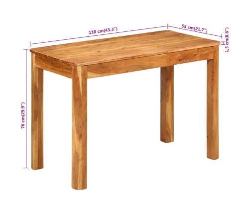 Mesa de comedor madera maciza de acacia 110x55x76 cm