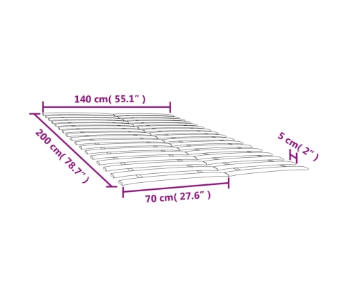 vidaXL Somieres de láminas con 34 lamas 2 unidades 70x200 cm