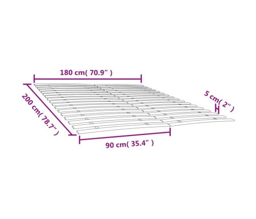 vidaXL Somieres de láminas con 34 lamas 2 unidades 90x200 cm