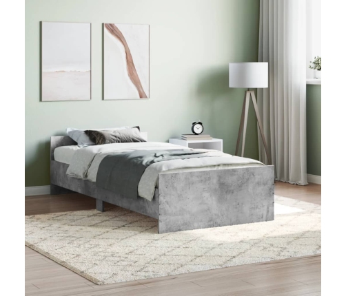 Estructura de cama madera de ingeniería gris hormigón 90x200cm