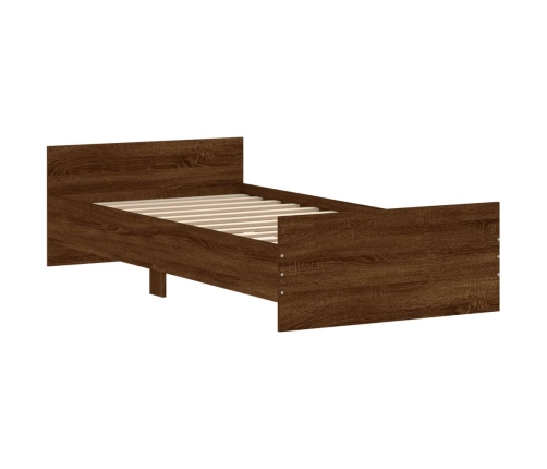 Estructura de cama sin colchón madera marrón roble 90x200 cm