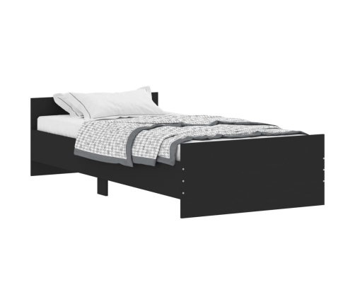 Estructura de cama madera de ingeniería negra 90x190 cm