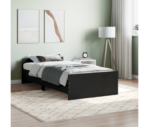 Estructura de cama madera de ingeniería negra 90x190 cm