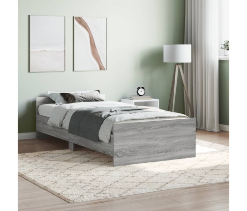 Estructura de cama madera de ingeniería gris Sonoma 90x190 cm