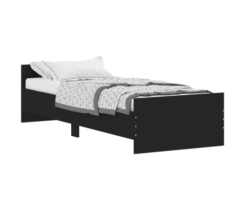 Estructura de cama madera de ingeniería negra 75x190 cm