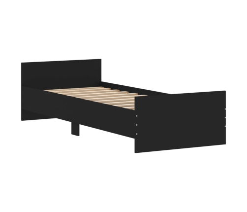 Estructura de cama madera de ingeniería negra 75x190 cm