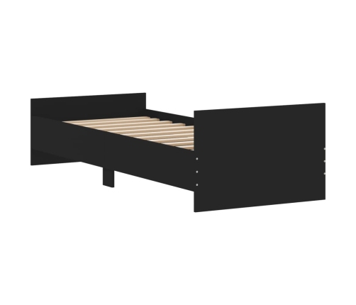 Estructura de cama madera de ingeniería negra 75x190 cm