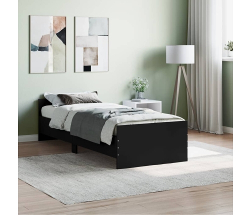 Estructura de cama madera de ingeniería negra 75x190 cm