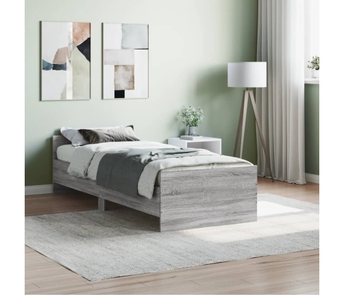 Estructura de cama madera de ingeniería Sonoma gris 75x190 cm