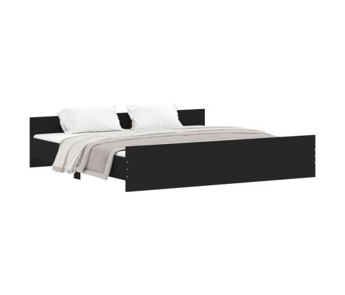 vidaXL Estructura de cama con cabecero piecero negro 200x200cm