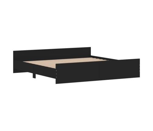 vidaXL Estructura de cama con cabecero piecero negro 200x200cm