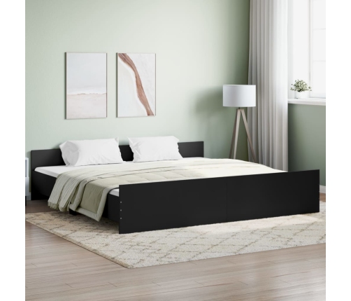 vidaXL Estructura de cama con cabecero piecero negro 200x200cm