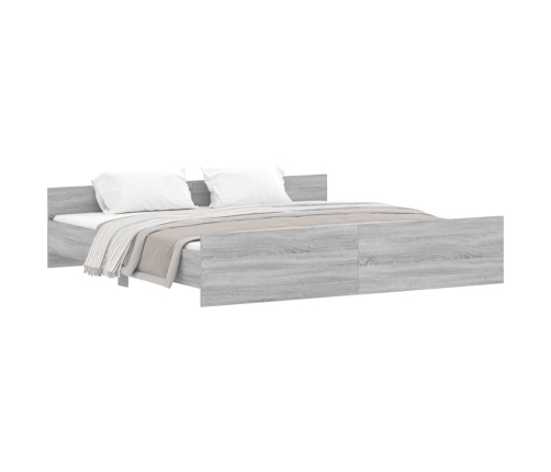 Estructura de cama con cabecero piecero gris Sonoma 200x200 cm