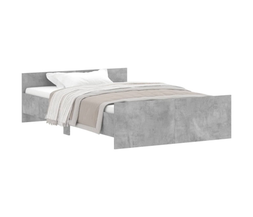 vidaXL Estructura de cama con cabecero piecero gris hormigón 120x200cm