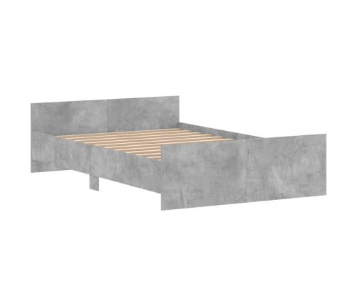 vidaXL Estructura de cama con cabecero piecero gris hormigón 120x200cm