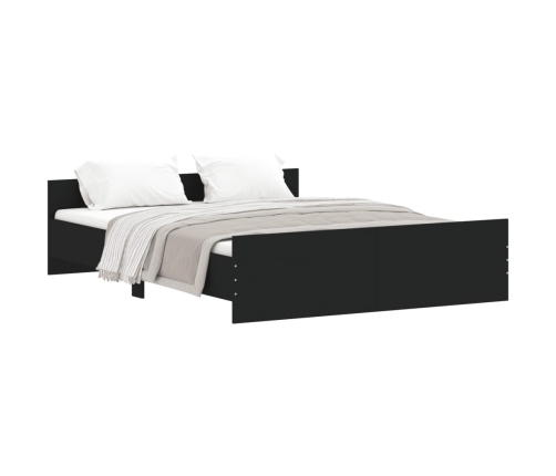 vidaXL Estructura de cama con cabecero piecero negro 150x200 cm