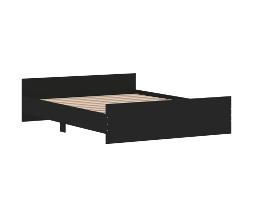 vidaXL Estructura de cama con cabecero piecero negro 150x200 cm