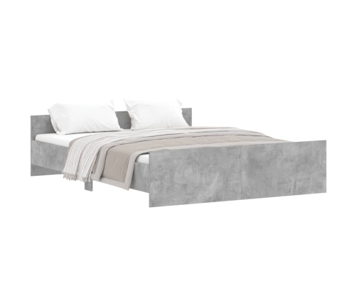 vidaXL Estructura de cama con cabecero piecero gris hormigón 150x200cm