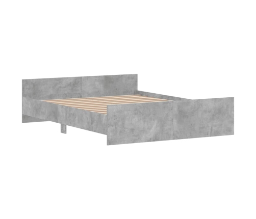 vidaXL Estructura de cama con cabecero piecero gris hormigón 150x200cm