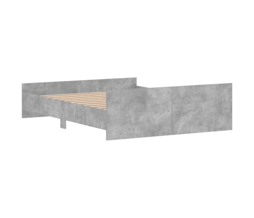 vidaXL Estructura de cama con cabecero piecero gris hormigón 150x200cm