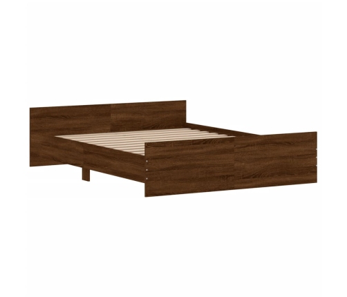 vidaXL Estructura de cama con cabecero piecero roble marrón 150x200 cm