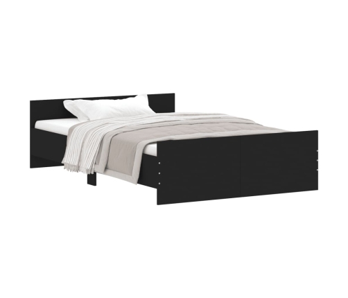 vidaXL Estructura de cama con cabecero piecero negro 120x190 cm