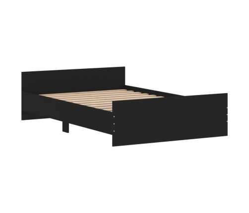 vidaXL Estructura de cama con cabecero piecero negro 120x190 cm