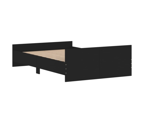 vidaXL Estructura de cama con cabecero piecero negro 120x190 cm