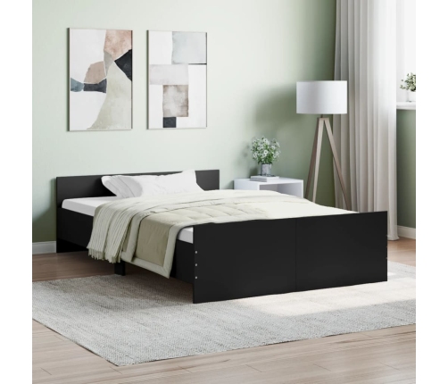 vidaXL Estructura de cama con cabecero piecero negro 120x190 cm