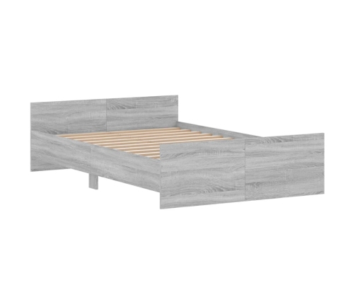 Estructura de cama con cabecero piecero gris Sonoma 120x190 cm