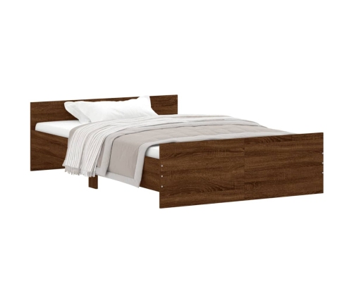 vidaXL Estructura de cama con cabecero piecero roble marrón 120x190 cm