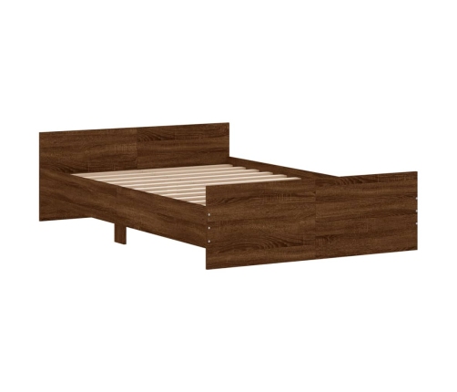 vidaXL Estructura de cama con cabecero piecero roble marrón 120x190 cm