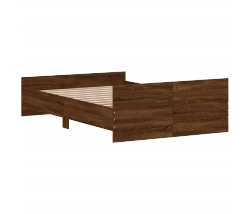 vidaXL Estructura de cama con cabecero piecero roble marrón 120x190 cm