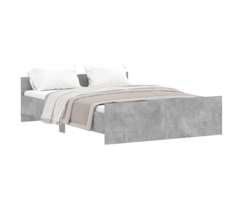 Estructura de cama con cabecero piecero gris hormigón 140x190cm