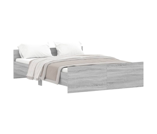 Estructura de cama con cabecero piecero gris Sonoma 140x190 cm